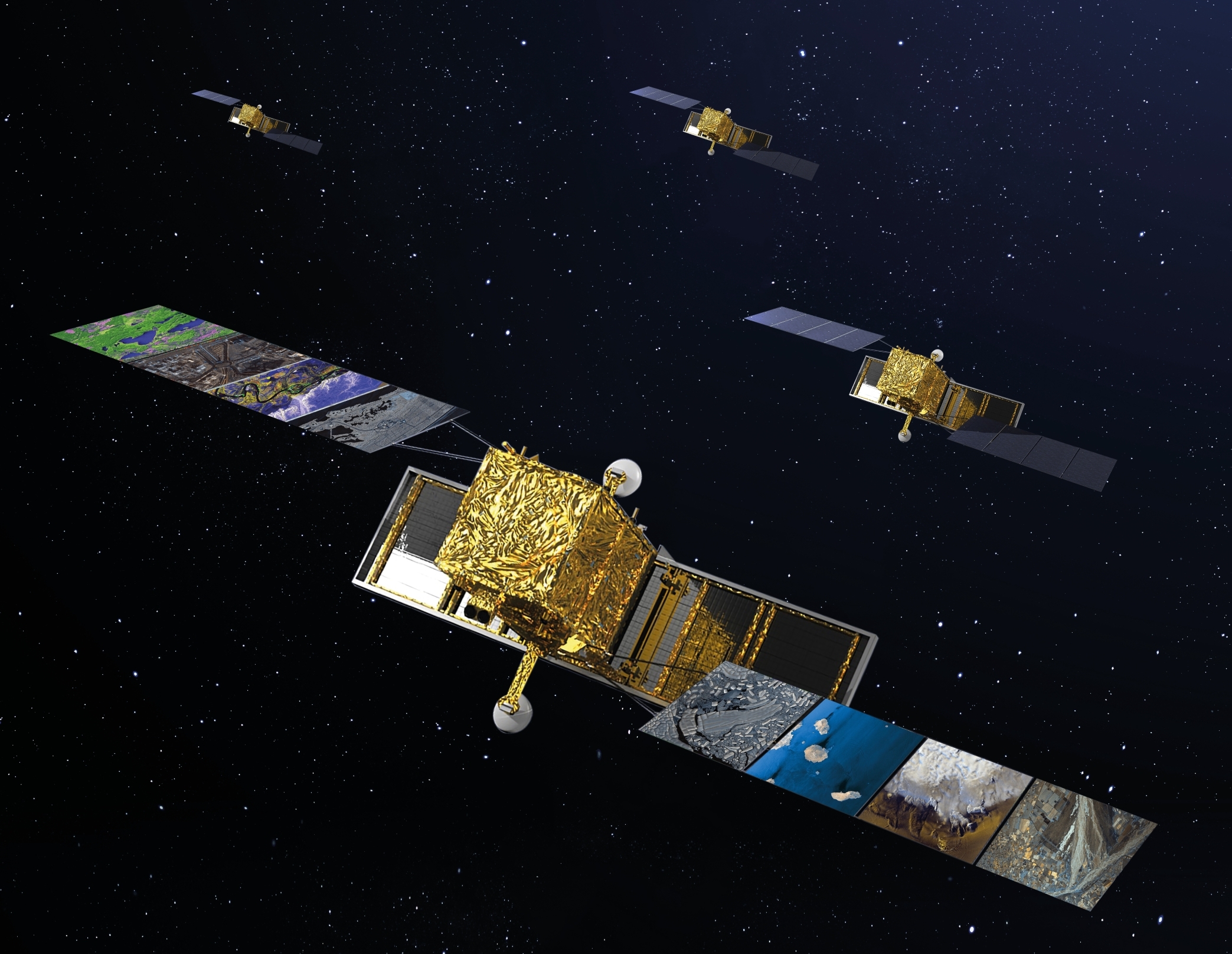 © Artistic view of COSMO-SkyMed Second Generation satellites. Image: Thales Alenia Space