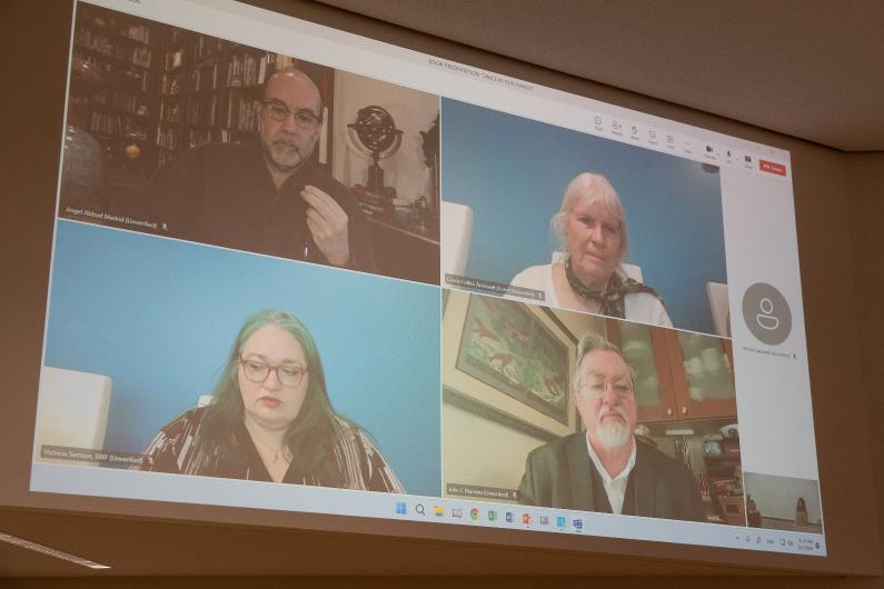  John C. Mankins, of the International Academy of Astronautics; Cynda Collins Arsenault and Victoria Samson, of the Secure World Foundation and Angel Abbud-Madrid of Colorado School of Mines.