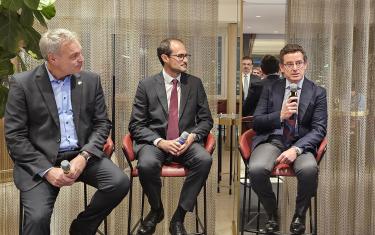 From the left: Walther Pelzer, Director General of the German Space Agency at DLR - Giancarlo Varacalli, Head of Telecommunications and Navigation Office at the Italian Space Agency  - Ennio Guarino, Head of Galileo and EGNOS Programme Department in ESA 